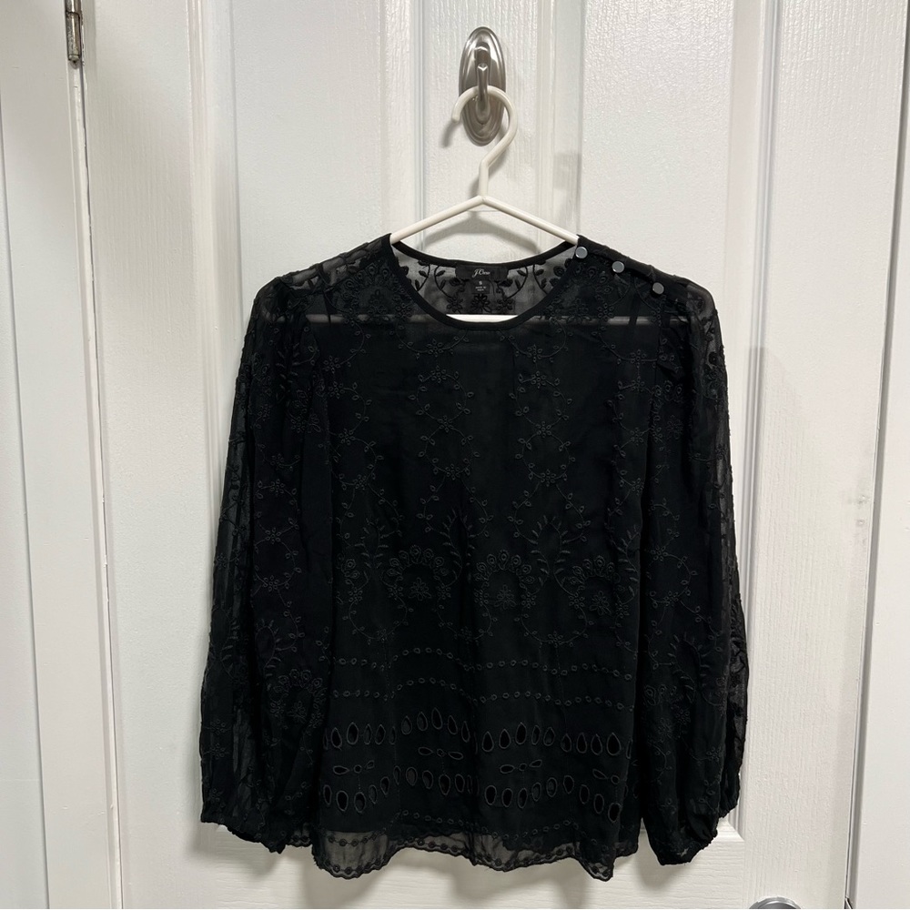 J.Crew Black Long Sleeve Blouse Size S